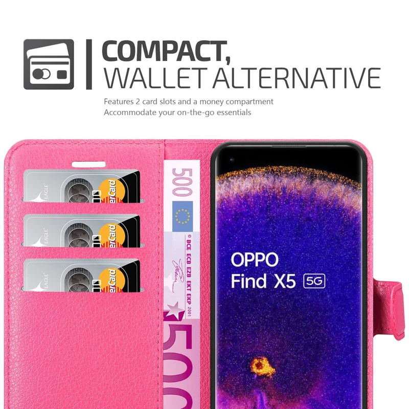 Cadorabo Hülle kompatibel mit Oppo FIND X5 Schutzhülle mit Magnetverschluss, Standfunktion und Kartenfach