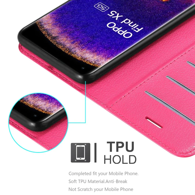 Cadorabo Hülle kompatibel mit Oppo FIND X5 Schutzhülle mit Magnetverschluss, Standfunktion und Kartenfach