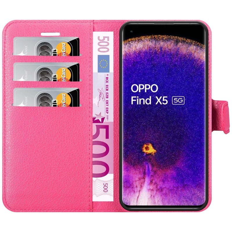 Cadorabo Hülle kompatibel mit Oppo FIND X5 Schutzhülle mit Magnetverschluss, Standfunktion und Kartenfach