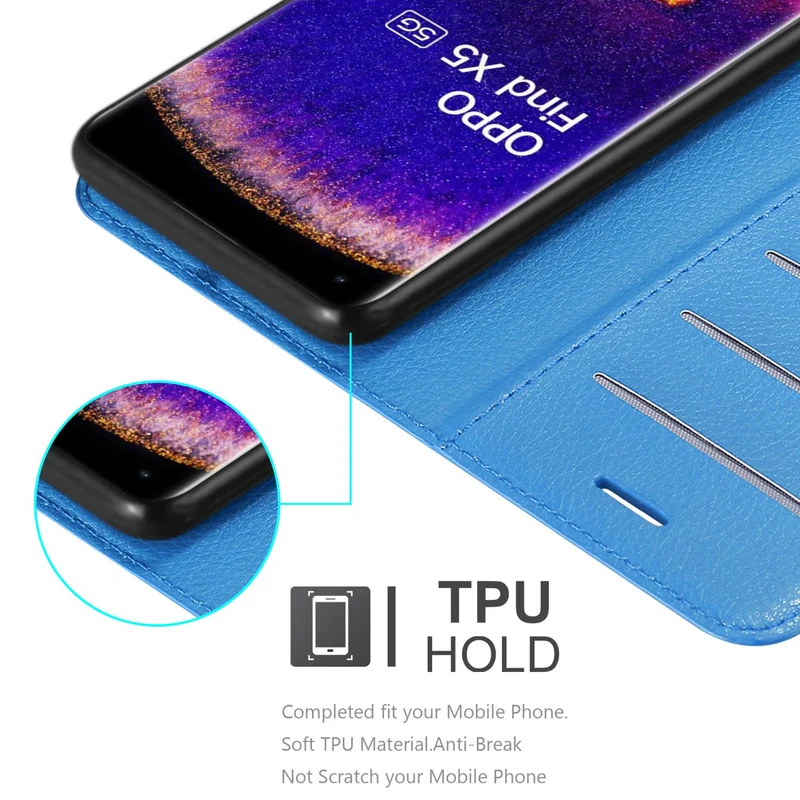 Cadorabo Hülle kompatibel mit Oppo FIND X5 Schutzhülle mit Magnetverschluss, Standfunktion und Kartenfach