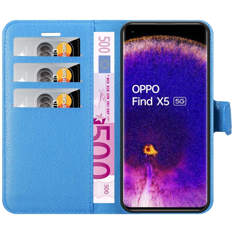 Cadorabo Hülle kompatibel mit Oppo FIND X5 Schutzhülle mit Magnetverschluss, Standfunktion und Kartenfach