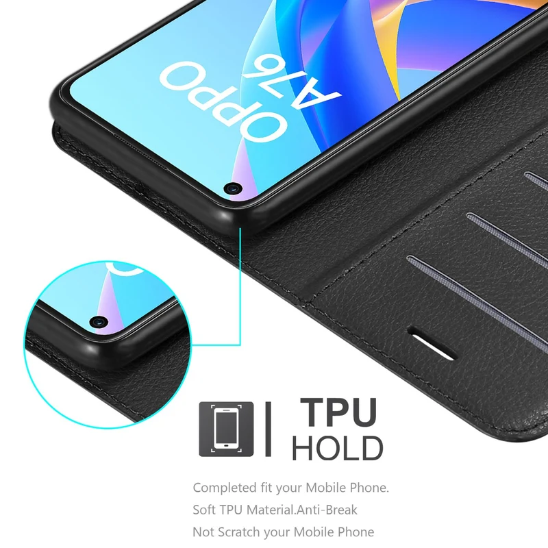 Cadorabo Hülle kompatibel mit Oppo A36 / A76 / A96 4G / K10 4G / Realme 9i Schutzhülle mit Magnetverschluss, Standfunktion und Kartenfach