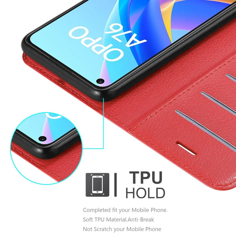 Cadorabo Hülle kompatibel mit Oppo A36 / A76 / A96 4G / K10 4G / Realme 9i Schutzhülle mit Magnetverschluss, Standfunktion und Kartenfach