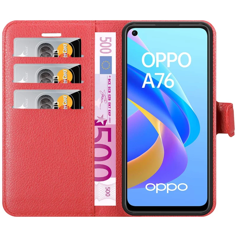 Cadorabo Hülle kompatibel mit Oppo A36 / A76 / A96 4G / K10 4G / Realme 9i Schutzhülle mit Magnetverschluss, Standfunktion und Kartenfach
