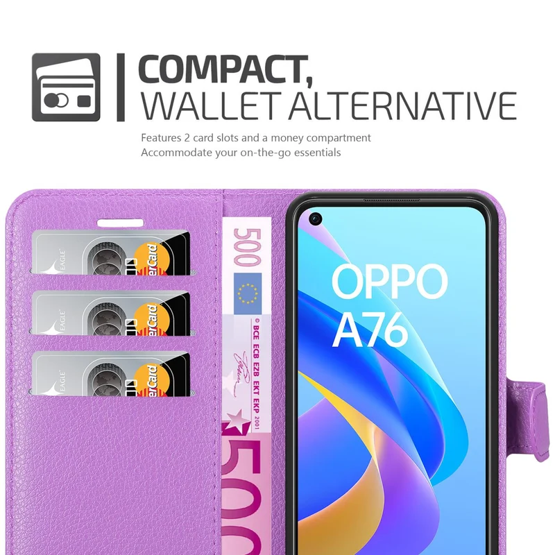 Cadorabo Hülle kompatibel mit Oppo A36 / A76 / A96 4G / K10 4G / Realme 9i Schutzhülle mit Magnetverschluss, Standfunktion und Kartenfach