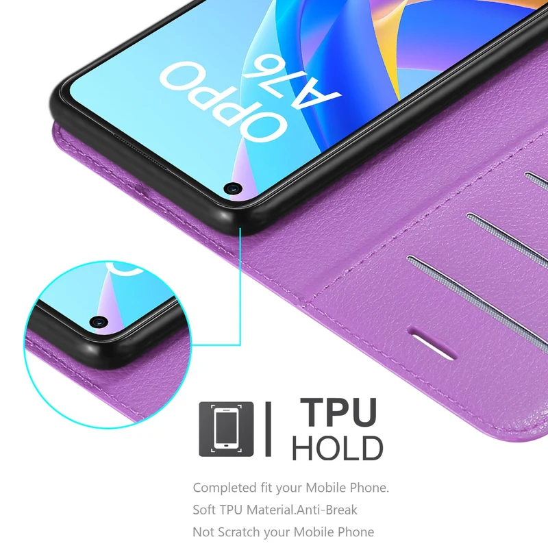 Cadorabo Hülle kompatibel mit Oppo A36 / A76 / A96 4G / K10 4G / Realme 9i Schutzhülle mit Magnetverschluss, Standfunktion und Kartenfach