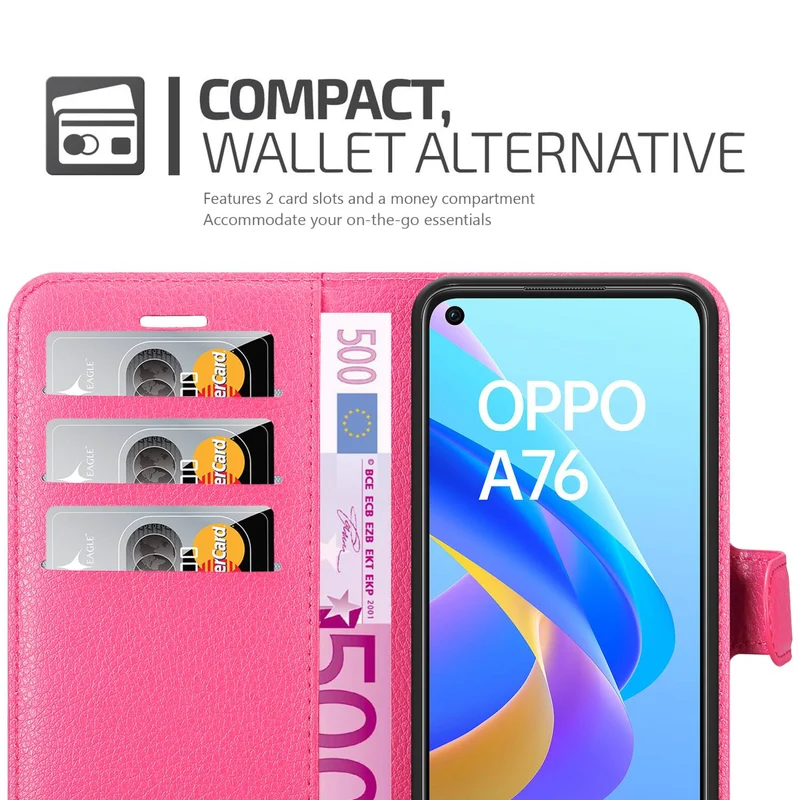 Cadorabo Hülle kompatibel mit Oppo A36 / A76 / A96 4G / K10 4G / Realme 9i Schutzhülle mit Magnetverschluss, Standfunktion und Kartenfach