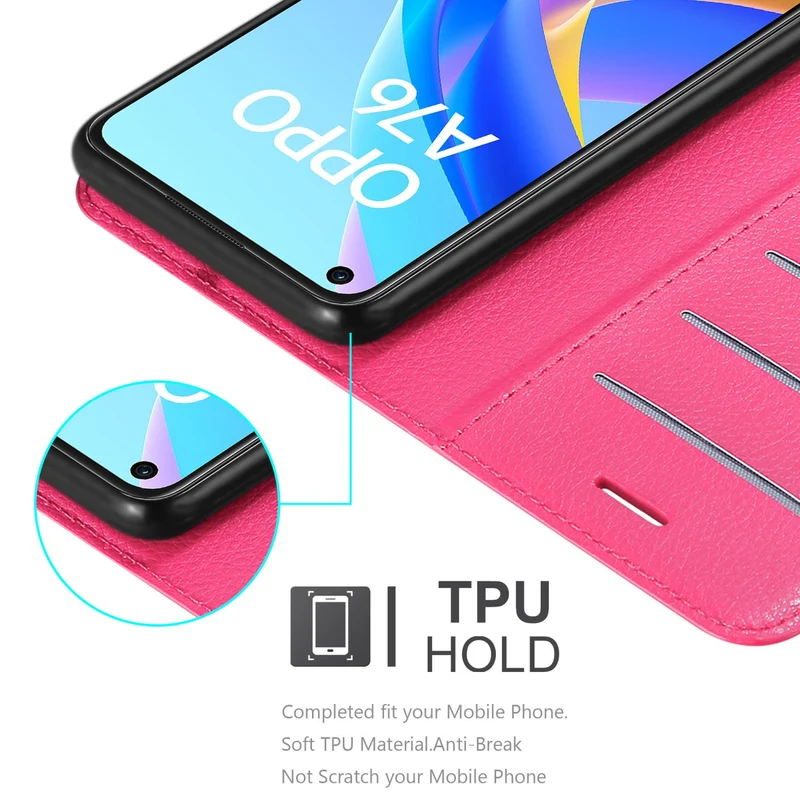 Cadorabo Hülle kompatibel mit Oppo A36 / A76 / A96 4G / K10 4G / Realme 9i Schutzhülle mit Magnetverschluss, Standfunktion und Kartenfach