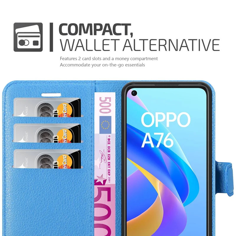 Cadorabo Hülle kompatibel mit Oppo A36 / A76 / A96 4G / K10 4G / Realme 9i Schutzhülle mit Magnetverschluss, Standfunktion und Kartenfach