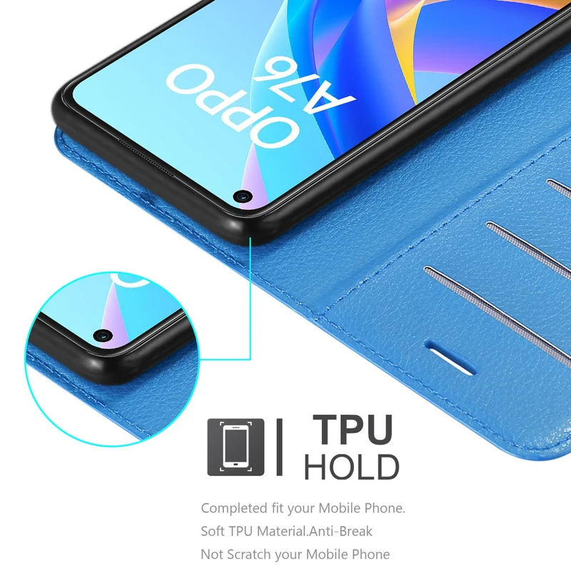 Cadorabo Hülle kompatibel mit Oppo A36 / A76 / A96 4G / K10 4G / Realme 9i Schutzhülle mit Magnetverschluss, Standfunktion und Kartenfach