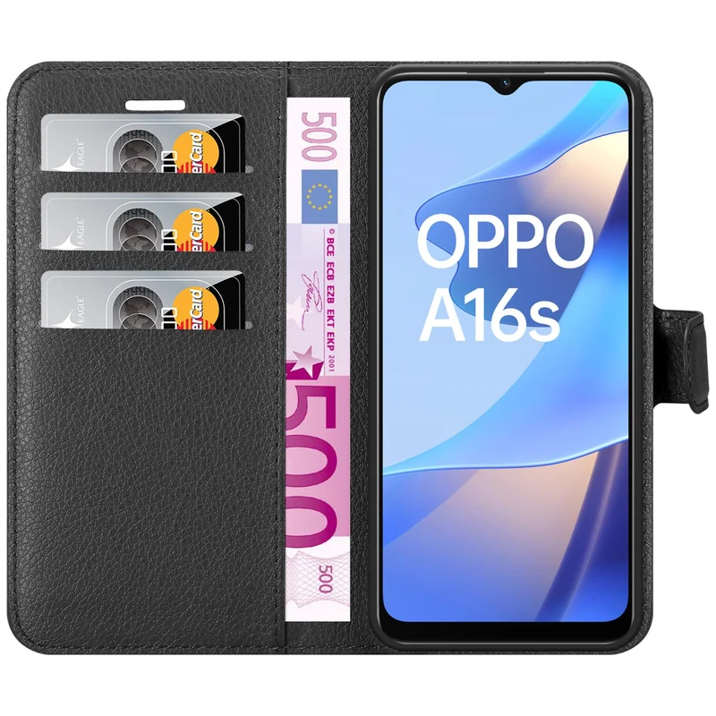 Cadorabo Hülle kompatibel mit Oppo A16s / A54s Schutzhülle mit Magnetverschluss, Standfunktion und Kartenfach