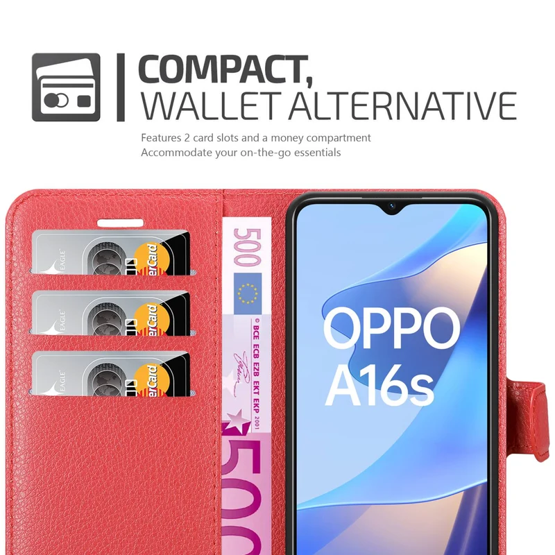 Cadorabo Hülle kompatibel mit Oppo A16s / A54s Schutzhülle mit Magnetverschluss, Standfunktion und Kartenfach