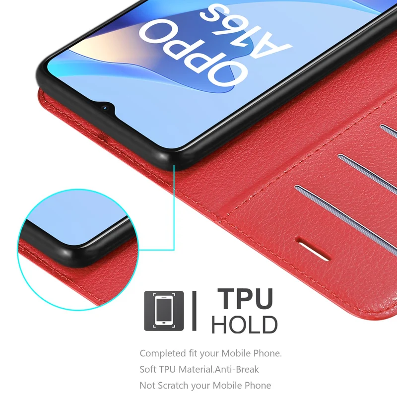 Cadorabo Hülle kompatibel mit Oppo A16s / A54s Schutzhülle mit Magnetverschluss, Standfunktion und Kartenfach