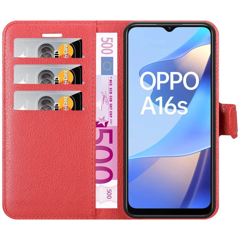 Cadorabo Hülle kompatibel mit Oppo A16s / A54s Schutzhülle mit Magnetverschluss, Standfunktion und Kartenfach