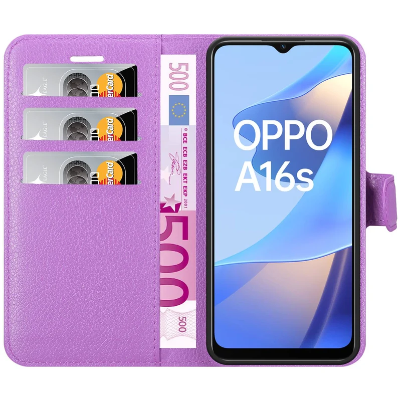 Cadorabo Hülle kompatibel mit Oppo A16s / A54s Schutzhülle mit Magnetverschluss, Standfunktion und Kartenfach