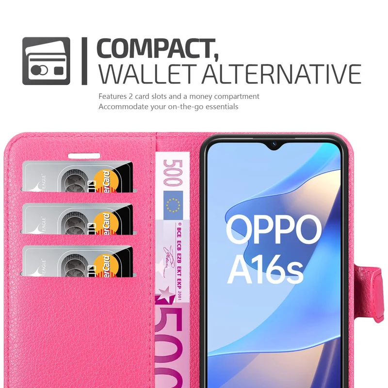 Cadorabo Hülle kompatibel mit Oppo A16s / A54s Schutzhülle mit Magnetverschluss, Standfunktion und Kartenfach