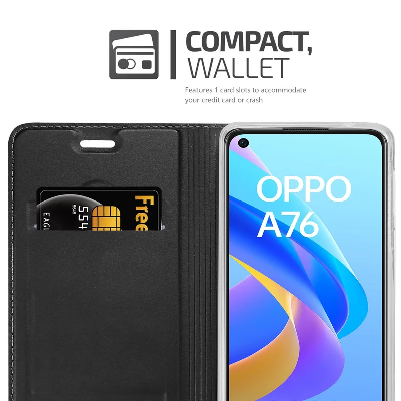 Cadorabo Hülle kompatibel mit Oppo A36 / A76 / A96 4G / K10 4G / Realme 9i Schutzhülle mit Magnetverschluss, Standfunktion und Kartenfach