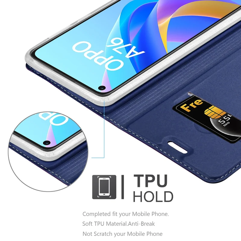 Cadorabo Hülle kompatibel mit Oppo A36 / A76 / A96 4G / K10 4G / Realme 9i Schutzhülle mit Magnetverschluss, Standfunktion und Kartenfach