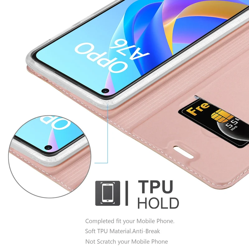 Cadorabo Hülle kompatibel mit Oppo A36 / A76 / A96 4G / K10 4G / Realme 9i Schutzhülle mit Magnetverschluss, Standfunktion und Kartenfach