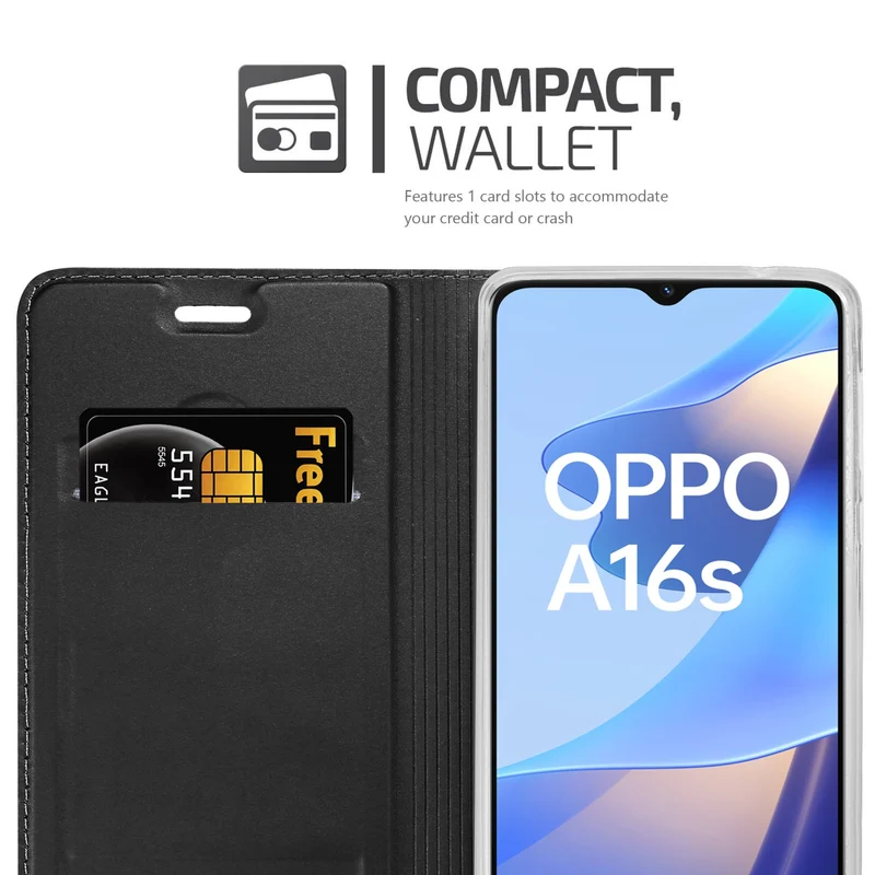 Cadorabo Hülle kompatibel mit Oppo A16s / A54s Schutzhülle mit Magnetverschluss, Standfunktion und Kartenfach