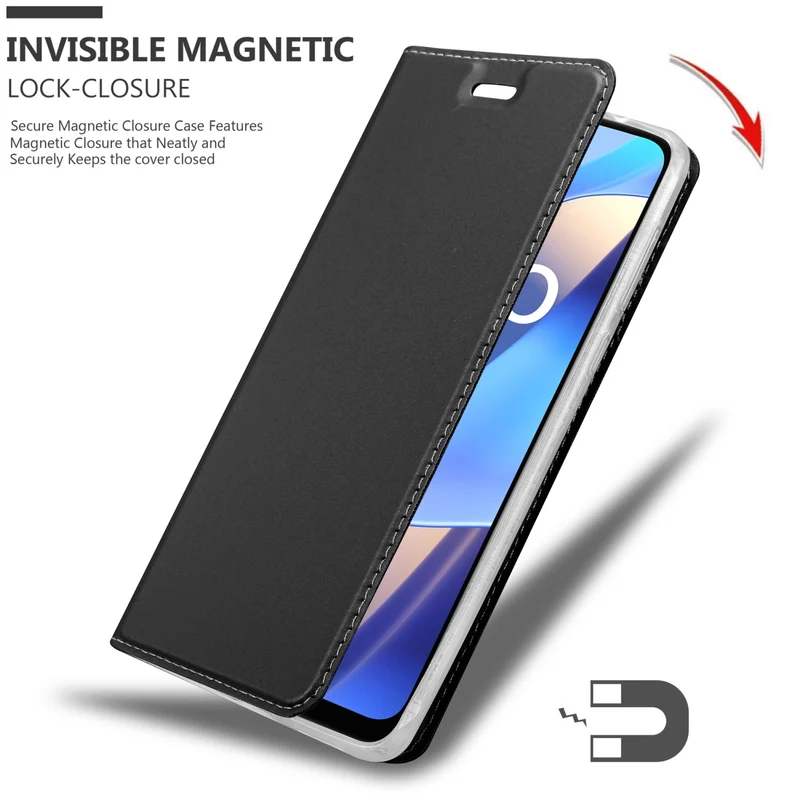 Cadorabo Hülle kompatibel mit Oppo A16s / A54s Schutzhülle mit Magnetverschluss, Standfunktion und Kartenfach
