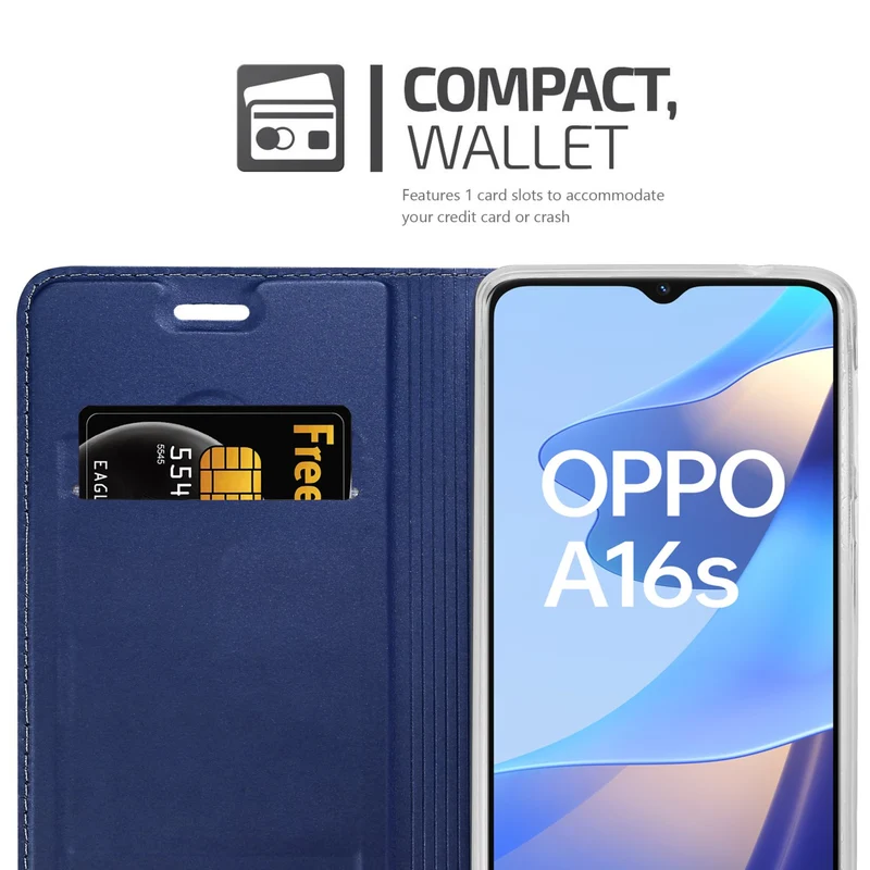 Cadorabo Hülle kompatibel mit Oppo A16s / A54s Schutzhülle mit Magnetverschluss, Standfunktion und Kartenfach