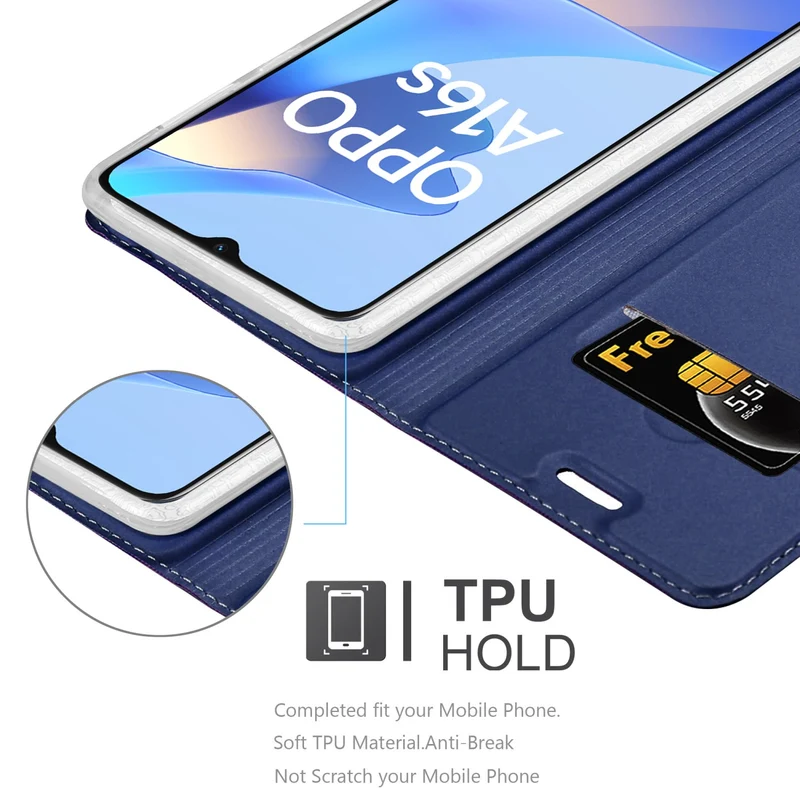 Cadorabo Hülle kompatibel mit Oppo A16s / A54s Schutzhülle mit Magnetverschluss, Standfunktion und Kartenfach