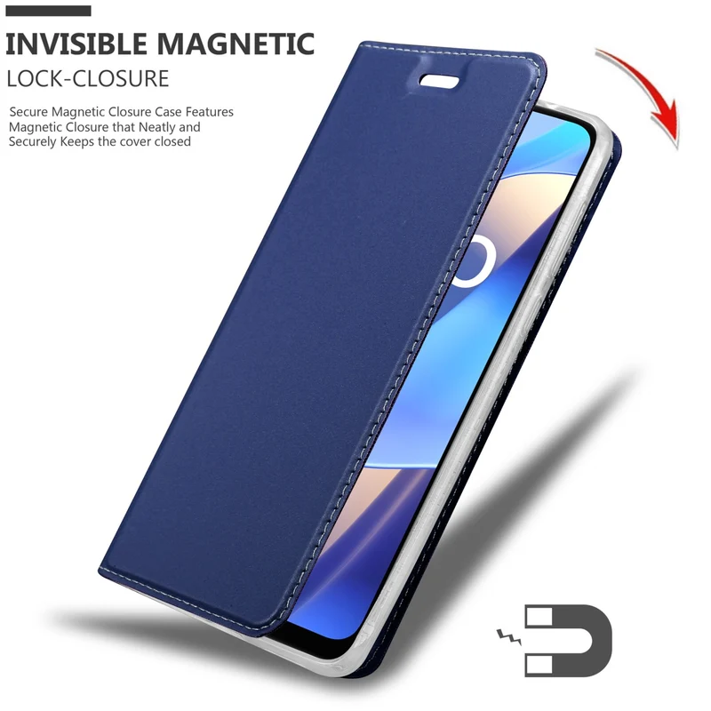 Cadorabo Hülle kompatibel mit Oppo A16s / A54s Schutzhülle mit Magnetverschluss, Standfunktion und Kartenfach