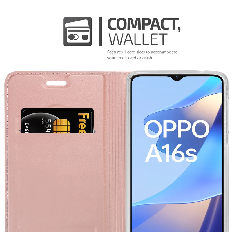 Cadorabo Hülle kompatibel mit Oppo A16s / A54s Schutzhülle mit Magnetverschluss, Standfunktion und Kartenfach