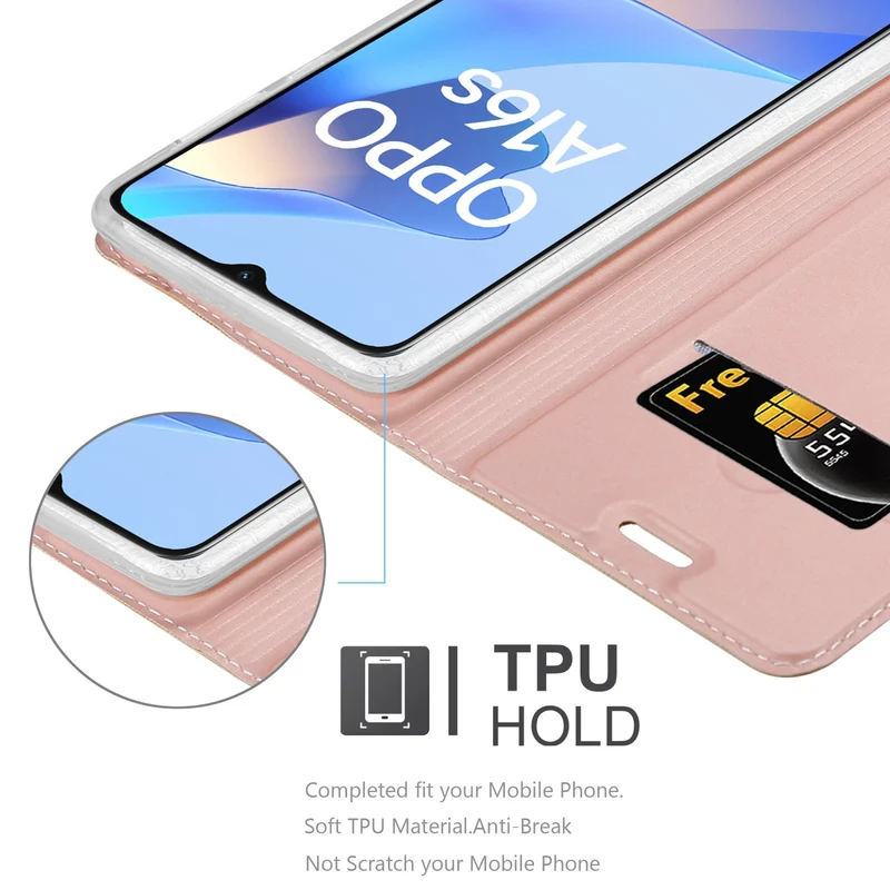 Cadorabo Hülle kompatibel mit Oppo A16s / A54s Schutzhülle mit Magnetverschluss, Standfunktion und Kartenfach