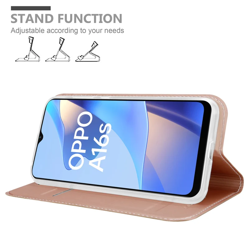 Cadorabo Hülle kompatibel mit Oppo A16s / A54s Schutzhülle mit Magnetverschluss, Standfunktion und Kartenfach