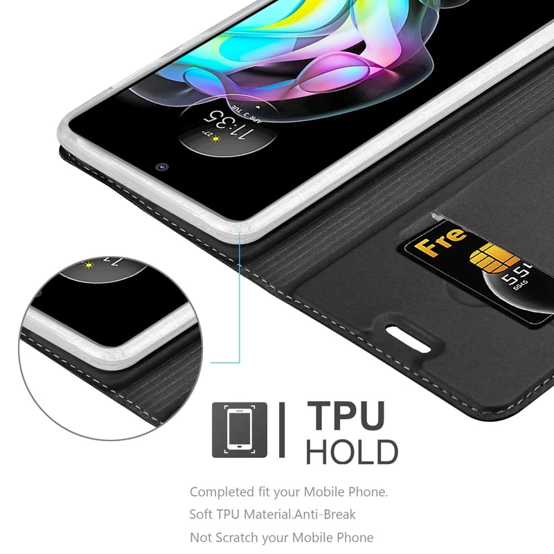 Cadorabo Hülle kompatibel mit Motorola EDGE 20 Schutzhülle mit Magnetverschluss, Standfunktion und Kartenfach