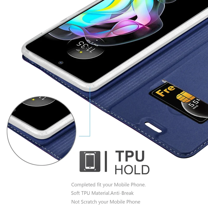 Cadorabo Hülle kompatibel mit Motorola EDGE 20 Schutzhülle mit Magnetverschluss, Standfunktion und Kartenfach
