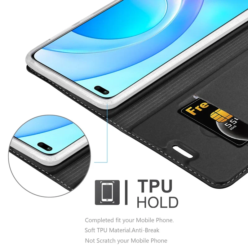 Cadorabo Hülle kompatibel mit Honor 50 LITE Schutzhülle mit Magnetverschluss, Standfunktion und Kartenfach