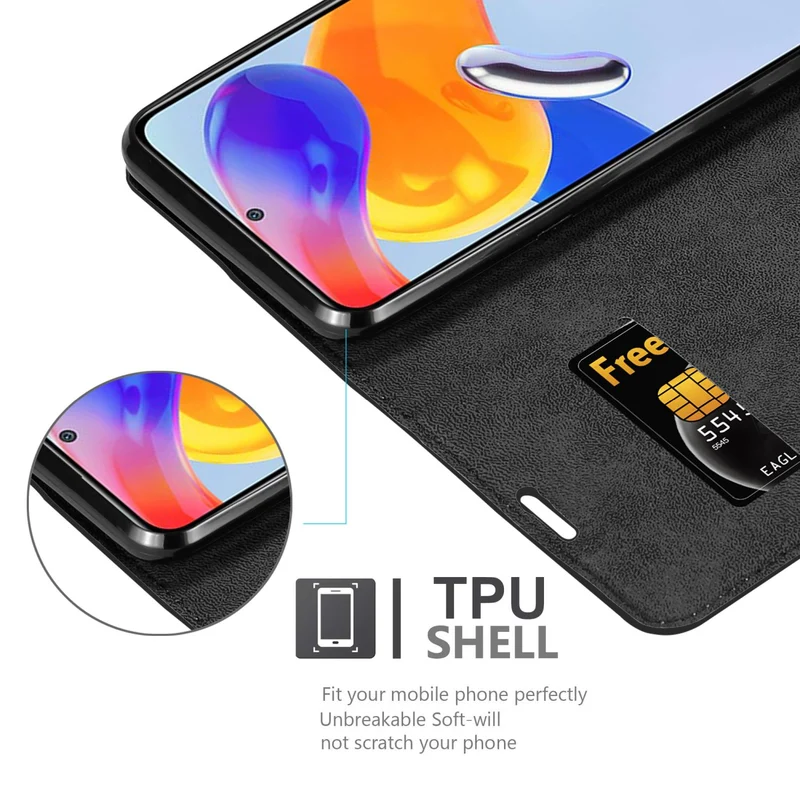Cadorabo Hülle kompatibel mit Xiaomi RedMi NOTE 11 PRO 4G / 5G Schutzhülle mit Magnetverschluss, Standfunktion und Kartenfach