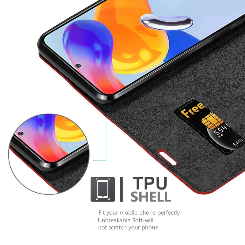 Cadorabo Hülle kompatibel mit Xiaomi RedMi NOTE 11 PRO 4G / 5G Schutzhülle mit Magnetverschluss, Standfunktion und Kartenfach