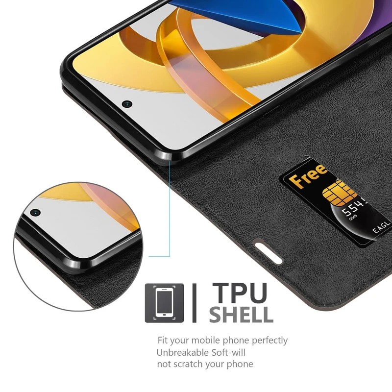 Cadorabo Hülle kompatibel mit Xiaomi POCO M4 PRO 5G Schutzhülle mit Magnetverschluss, Standfunktion und Kartenfach