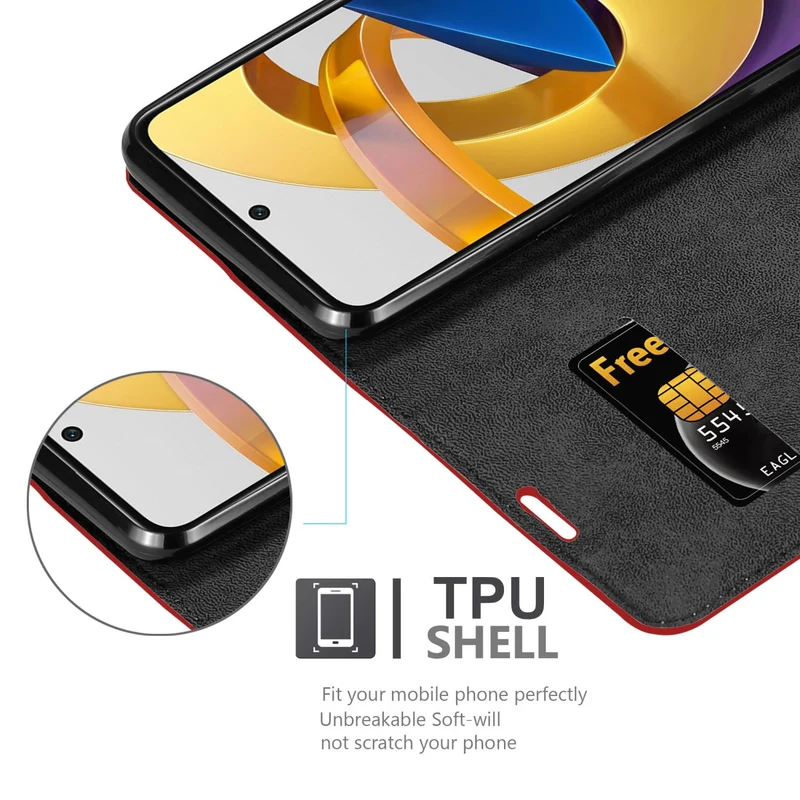 Cadorabo Hülle kompatibel mit Xiaomi POCO M4 PRO 5G Schutzhülle mit Magnetverschluss, Standfunktion und Kartenfach