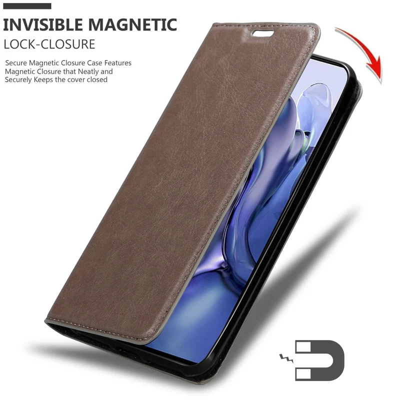Cadorabo Hülle kompatibel mit Xiaomi 11T / 11T PRO Schutzhülle mit Magnetverschluss, Standfunktion und Kartenfach
