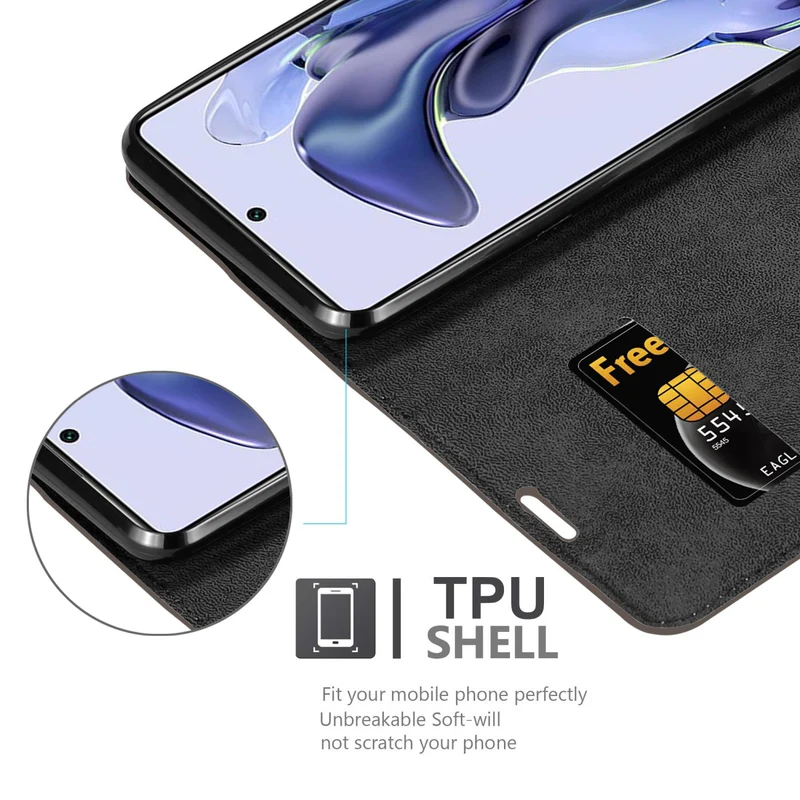 Cadorabo Hülle kompatibel mit Xiaomi 11T / 11T PRO Schutzhülle mit Magnetverschluss, Standfunktion und Kartenfach