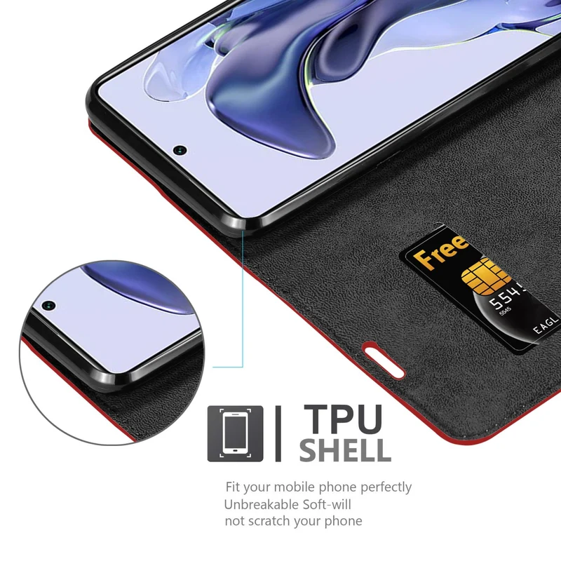 Cadorabo Hülle kompatibel mit Xiaomi 11T / 11T PRO Schutzhülle mit Magnetverschluss, Standfunktion und Kartenfach
