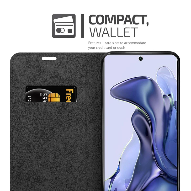 Cadorabo Hülle kompatibel mit Xiaomi 11T / 11T PRO Schutzhülle mit Magnetverschluss, Standfunktion und Kartenfach