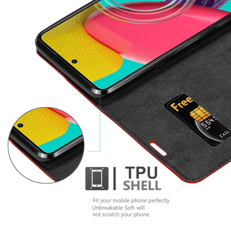 Cadorabo Hülle kompatibel mit Samsung Galaxy M53 5G Schutzhülle mit Magnetverschluss, Standfunktion und Kartenfach