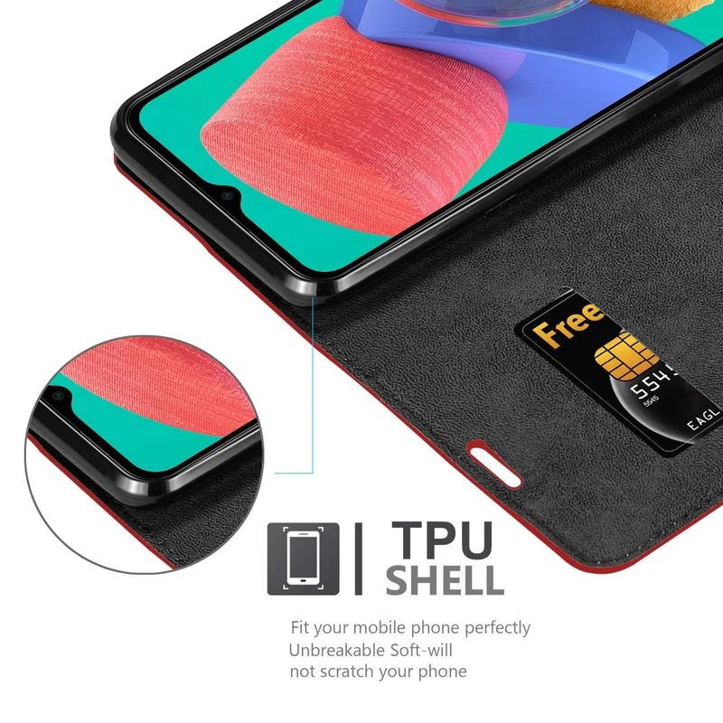 Cadorabo Hülle kompatibel mit Samsung Galaxy M33 5G Schutzhülle mit Magnetverschluss, Standfunktion und Kartenfach