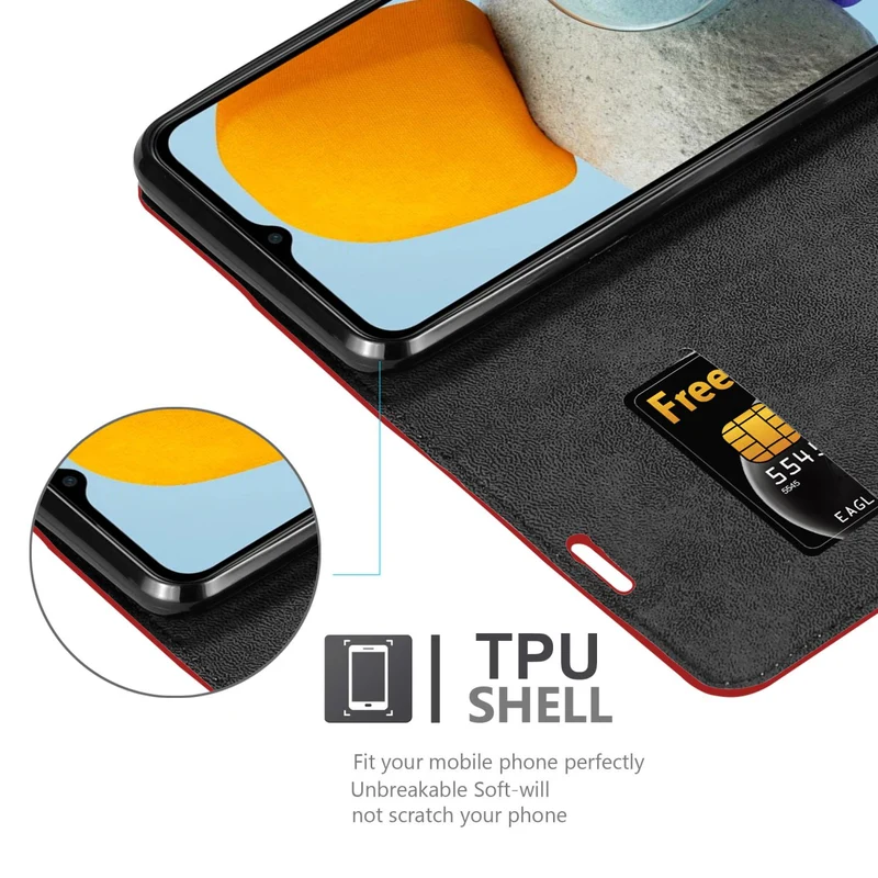 Cadorabo Hülle kompatibel mit Samsung Galaxy M23 5G Schutzhülle mit Magnetverschluss, Standfunktion und Kartenfach