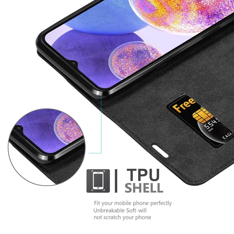 Cadorabo Hülle kompatibel mit Samsung Galaxy A23 4G Schutzhülle mit Magnetverschluss, Standfunktion und Kartenfach