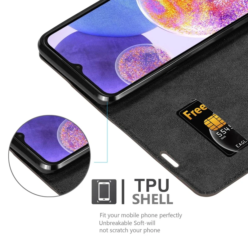 Cadorabo Hülle kompatibel mit Samsung Galaxy A23 4G Schutzhülle mit Magnetverschluss, Standfunktion und Kartenfach
