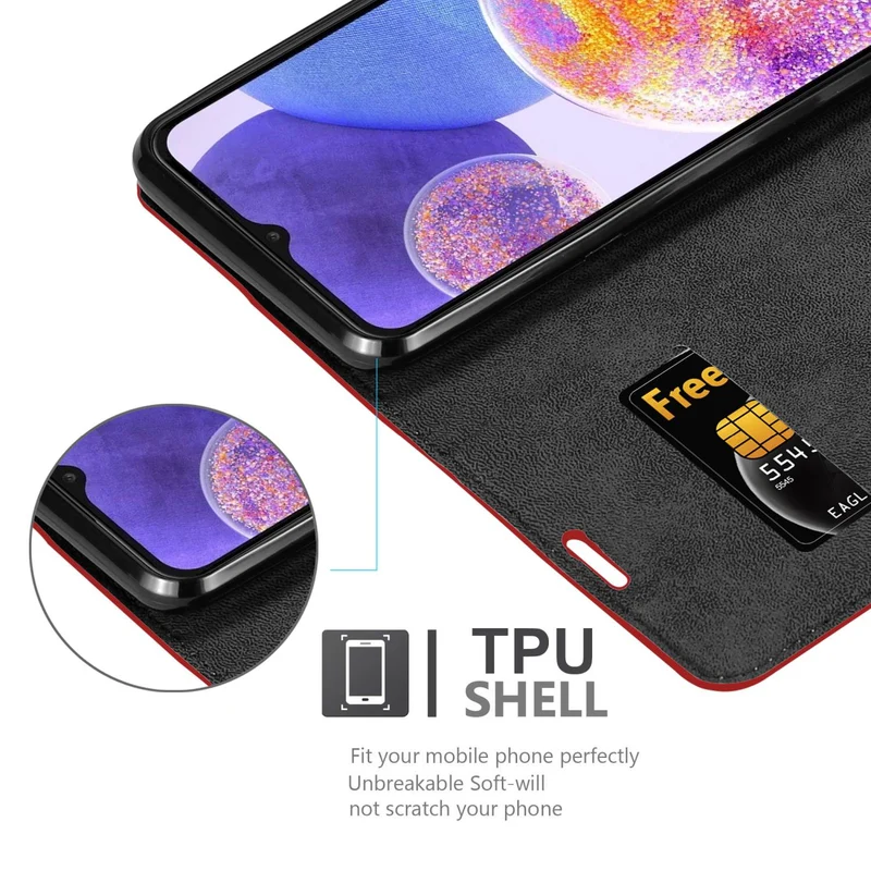 Cadorabo Hülle kompatibel mit Samsung Galaxy A23 4G Schutzhülle mit Magnetverschluss, Standfunktion und Kartenfach