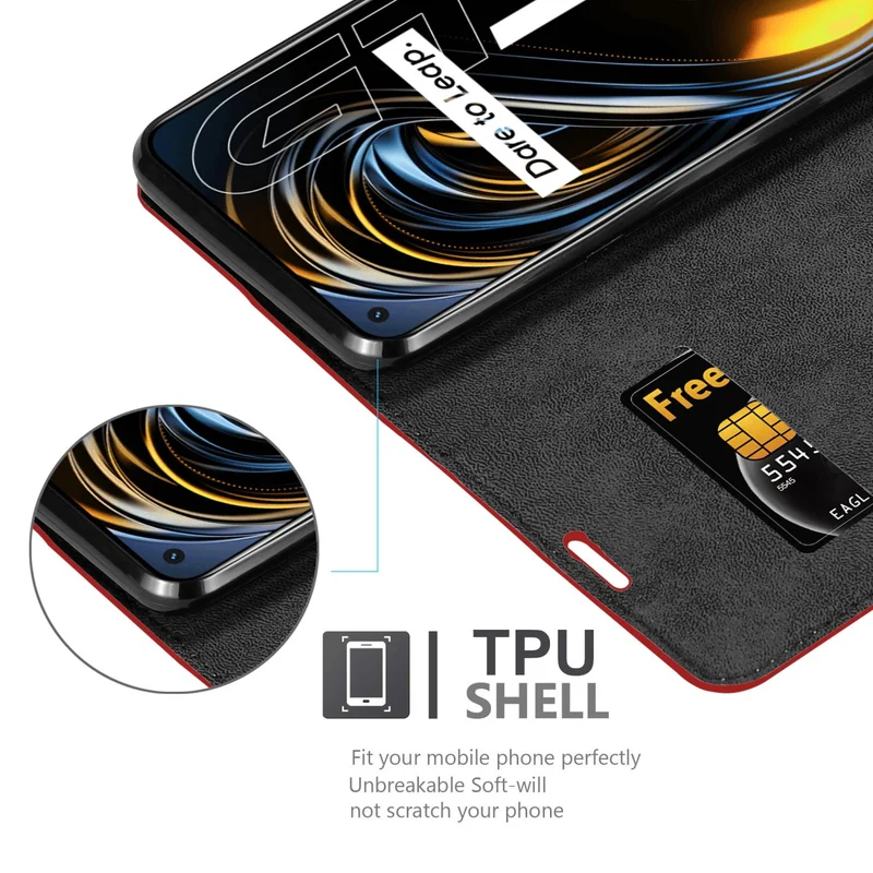Cadorabo Hülle kompatibel mit Realme GT / GT Neo 2T / Q3 PRO Schutzhülle mit Magnetverschluss, Standfunktion und Kartenfach