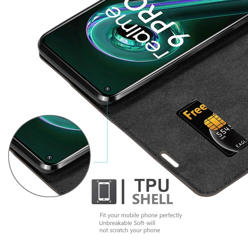 Cadorabo Hülle kompatibel mit Realme 9 5G / 9 PRO / V25 / Q5 / OnePlus Nord CE 2 LITE 5G Schutzhülle mit Magnetverschluss, Standfunktion und Kartenfach